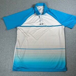 Oakley Golf Polo Shirt Thomas Creek Logo Athletic‎ Blue White L